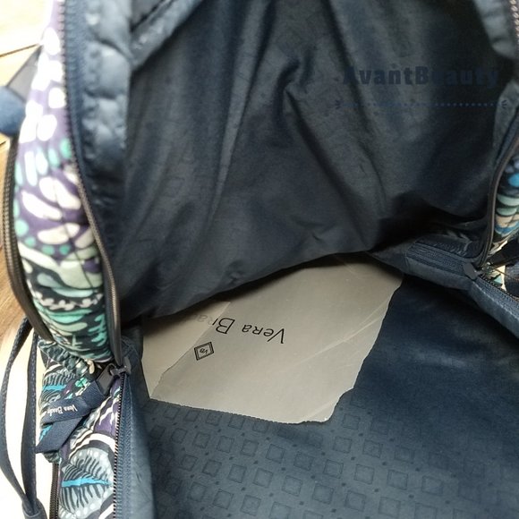 Vera Bradley Essential Expandable LG Quilted Blue Island Medallion Backpack New - Picture 4 of 13